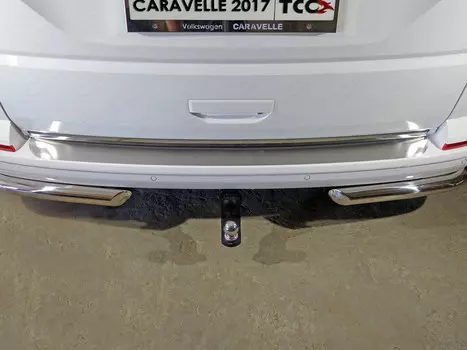Накладка на задний бампер (лист шлифованный) Компания ТСС VWCARAV17-02 Volkswagen T6 Caravelle 2015-