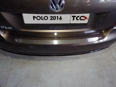 Накладка на задний бампер (лист шлифованный) Компания ТСС VWPOLO16-13 Volkswagen Polo 2015 - 2019