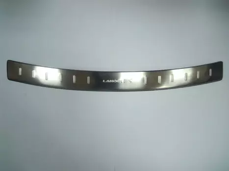 Накладка на задний бампер (нержавеющая сталь, с логотипом) JMT 24322 Mitsubishi Lancer 2007 - 2014