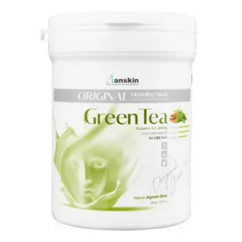 Альгинатная маска с зелёным чаем Anskin Modeling Mask Green Tea For Balance & Calming 240 гр + банка для хранения