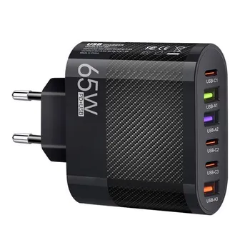 Зарядная головка с несколькими интерфейсами, 3 USB и 3 типа C, быстрое зарядное устройство, портативное зарядное устройство с вилкой европейского стандарта для телефона, для путешествий, домашнего офиса EU Plug белый