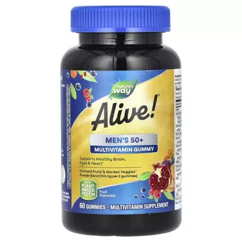 Nature's Way, Живой! Жевательные витамины для мужчин 50+, Великолепный фруктовый вкус, 60 жевательных таблеток