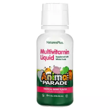 NaturesPlus, Source of Life, Animal Parade, жидкие мультивитамины для детей, вкус натуральных тропических ягод, 236,56 мл (8 жидк. унций)