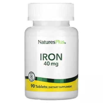 NaturesPlus, Железо, 40 мг, 90 таблеток