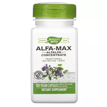 Nature's Way, Alfa-Max, концентрат люцерны, 420 мг, 100 веганских капсул