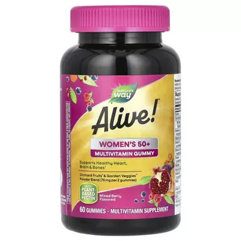 Nature's Way, Alive! Alive!, жевательные витамины для женщин после 50 лет, со вкусом фруктов, 60 жевательных таблеток