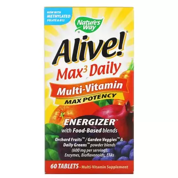 Nature's Way, Alive! Max3 Daily, мультивитамины, 60 таблеток