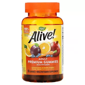 Nature's Way, Alive! жевательный мультивитамин для взрослых, фруктовый вкус, 90 жевательных мармеладок