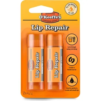 Восстанавливающий бальзам для губ Lip Repair Duo Blister без запаха - идеально подходит для сухих губ O'Keeffe's