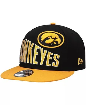 Мужская черная двухцветная шляпа Snapback Iowa Hawkeyes в винтажном стиле Wave 9FIFTY New Era, черный