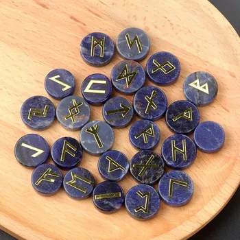 25 шт./упак. бусины Tuthark из натурального камня Futhorc свободные бусины без отверстий, руны, украшения, украшения для изголовья кровати 16-19mm
