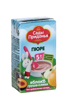 Пюре Сады Придонья ябл/груша/слива б/сахара (с 5 мес), 125 мл