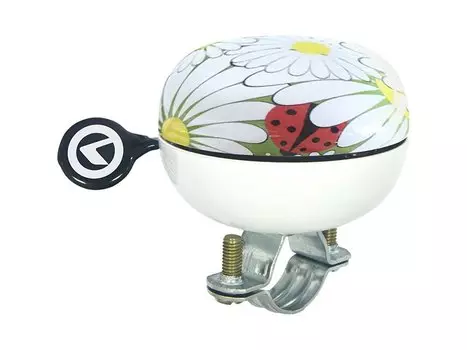Звонок KELLYS Bell 60, 60мм, сталь, "белые цветы", Bell Bell 60 White Flowers