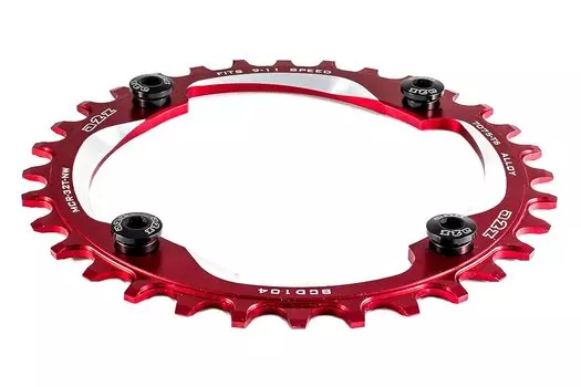 Звезда передняя A2Z NW chainring, 32T, алюминий, красный, NW-32T-104-3