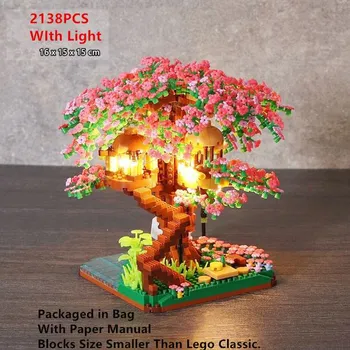 Chinese Architecture Micro Building Blocks Model Tower West Lake Trees DIY Diamond Bricks with Light Toys for Kids Adults Lightmillhut-631-2
