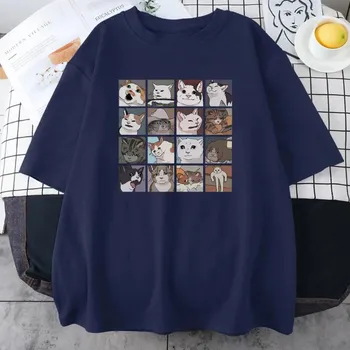 Мужские футболки с принтом Meme Cats Puzzle, свободная повседневная одежда, повседневные топы большого размера, футболка S чёрный