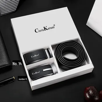 Men s Genuine Leather Belt with Frosted Buckle, Cowhide Top Layer, Gift Box Included 125 cm