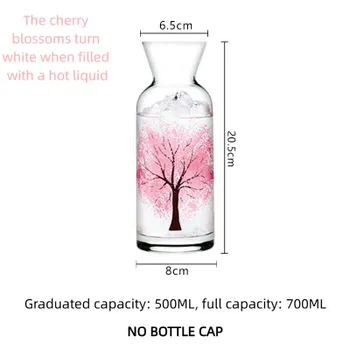 Бутылка из стекла Nordic Cherry Blossom, меняющая цвет – термостойкая прозрачная бутылка для сока и молока 360ML
