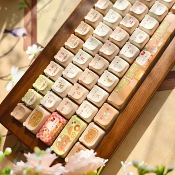 [Дизайн с милой головой медведя] 138 клавиш запеченный медведь Keycap EAO профиль PBT термосублимация DIY механическая клавиатура Keycaps для девочек