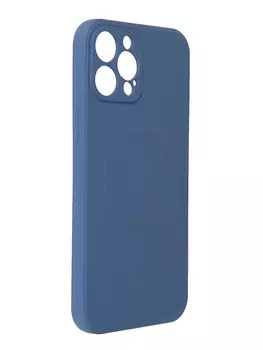Чехол-накладка DF MagSafe с микрофиброй для смартфона Apple iPhone 12 Pro Max, силикон, синий (DF iMagnetcase-04 (blue))