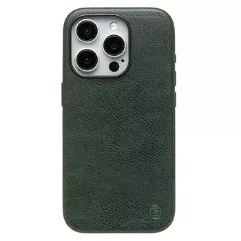 Чехол-накладка Cellis SM031 SafeMag для смартфона Apple iPhone 15 Pro, натуральная кожа, темно-зеленый (237494)