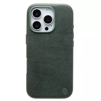 Чехол-накладка Cellis SM031 SafeMag для смартфона Apple iPhone 16 Pro, натуральная кожа, темно-зеленый (237503)