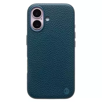 Чехол-накладка Cellis SM030 SafeMag для смартфона Apple iPhone 16, натуральная кожа (зернистая), темно-синий (237476)