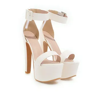 Модные сексуальные летние женские босоножки на платформе 16 см, очень высокие каблуки, шлепанцы с ремешком на щиколотке, полосатые свадебные танцевальные туфли для женщин, большой размер 45 34 чёрный