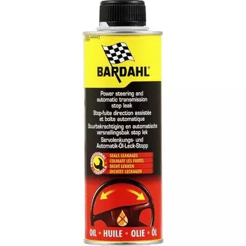 Стоп-течь для трансмиссии Bardahl Power Steering Stop Leak, для АКПП и ГУР, бутылка 300 мл, арт. 1755B