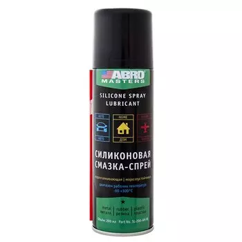 Смазка аэрозольная ABRO Masters Silicone Spray Lubricant многоцелевая, силиконовая, водостойкая, баллон 200мл, арт. SL-200-AM-RE