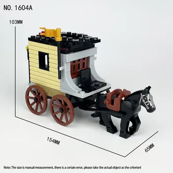 1604A Beast King Prison Wagon Черный боевой конь Маленькие гранулы Детские строительные блоки Игрушечная карета Строительные блоки