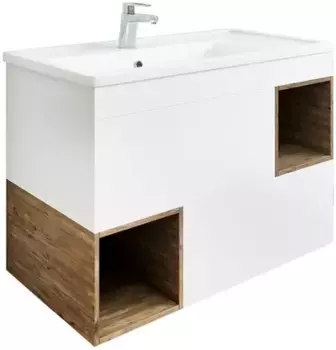 Тумба с раковиной белый матовый/дуб рустикальный 81 см Sanflor Даллас C04836 + 4640021065198