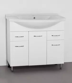 Тумба с раковиной белый глянец 90,5 см Style Line Эко Стандарт ЛС-00000110 + ЛС-00000152
