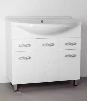 Тумба с раковиной белый глянец 90,5 см Style Line Венеция ЛС-00000260 + ЛС-00000152