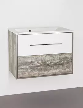Тумба с раковиной бетон/белый глянец 75 см Style Line Экзотик ЛС-00000401 + СС-00000405