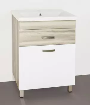 Тумба с раковиной дерево/белый глянец 60 см Style Line Ориноко ЛС-00000383 + ЛС-00000155