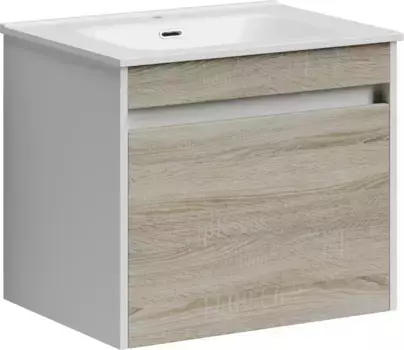 Тумба с раковиной дуб бардолино/белый глянец 61 см Sancos Smart SM60E + CN7001