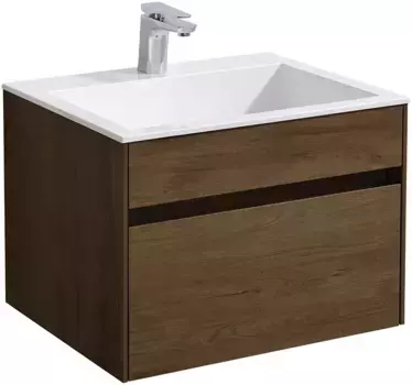 Тумба с раковиной дуб табачный 60 см Vincea Chiara VMC-2C600TO + VCB-13600W