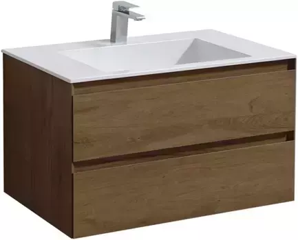 Тумба с раковиной дуб табачный 80 см Vincea Luka VMC-2L800TO + VCB-13800W