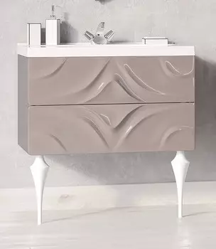 Тумба с раковиной капучино глянец 80 см Marka One Angel У67287