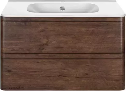 Тумба с раковиной темный дуб 79,4 см Vincea Vico VMC-2V800RW + VCB-2VP800W