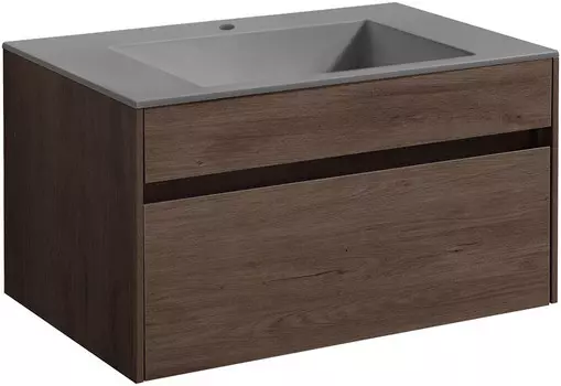 Тумба с раковиной темный дуб 80 см Vincea Chiara VMC-2C800RO + VCB-13800G