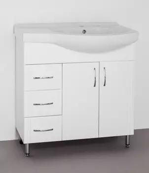 Тумба с раковиной белый глянец 83 см Style Line Эко Стандарт ЛС-00000108 + ЛС-00000163