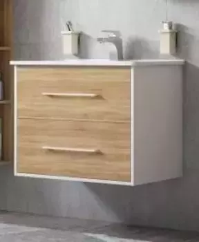 Тумба с раковиной белый глянец/дуб сонома 66 см Corozo Гольф SETSD-00000312/SD-00000391
