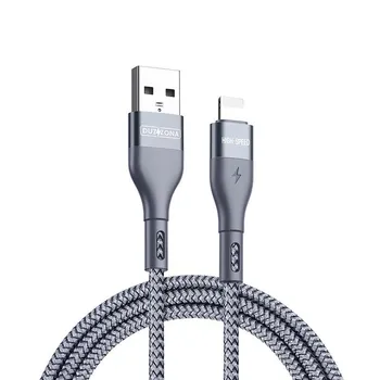 Кабель для зарядки с нейлоновой оплеткой USB-Lightning для Apple iPhone 1m серый