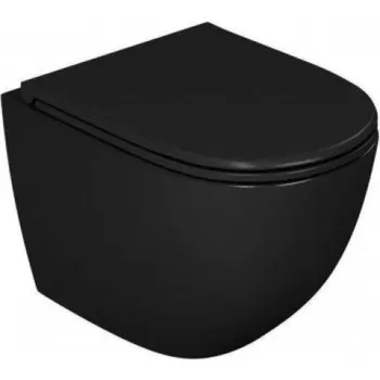 Унитаз подвесной безободковый D&K Matrix DT1396025, 490*370*360мм, сиденье микролифт, черный