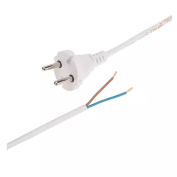 Кабель электрический Rexant 11-1306 с вилкой ПВС 2х0,75 мм2 2м (белый)
