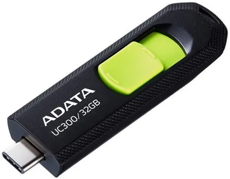Флешка 32Gb USB 3.2/Type-C ADATA UC300, черный/зеленый (ACHO-UC300-32G-RBK/GN)