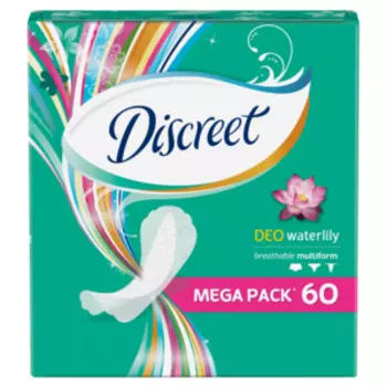 прокладки гигиенические DISCREET Део Трио Водная Лилия,ежеднев., 60шт.