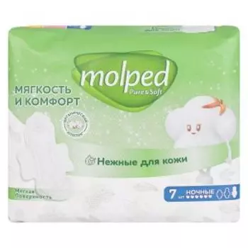 Прокладки гигиенические Molped Pure&Soft, night, 7 шт, ультратонкие c крылышками